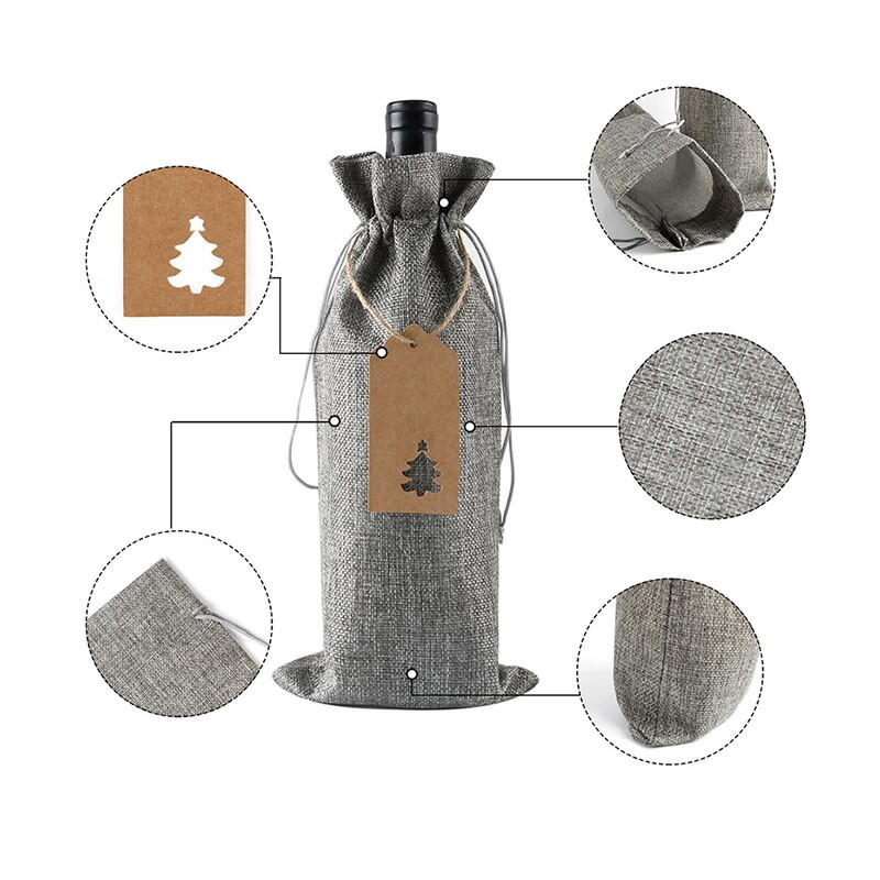 12 ks vianočných darčekových fliaš na víno so sťahovacou šnúrkou, vrecko na fľaše so šampanským, vreckový obal na fľaše, bytové dekorácie, nové