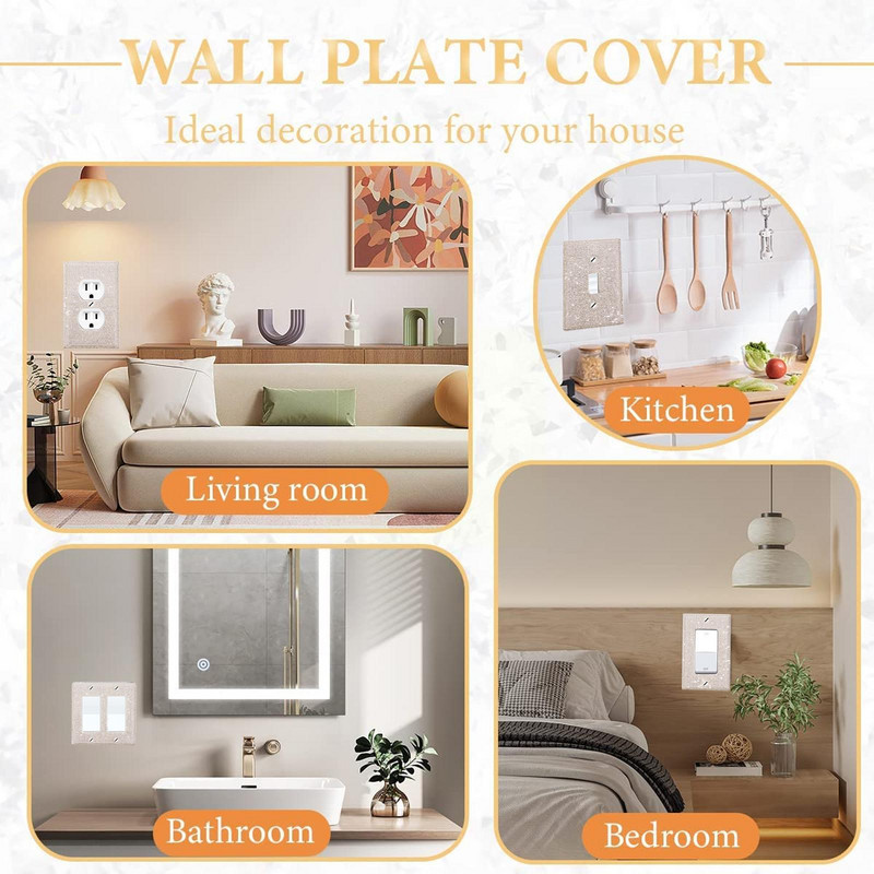 6 ks lesklých krytov vypínačov, lesklých krytov zásuviek, blyštivých nástenných dosiek, dekoratívnych pre domáce ozdoby T4y7