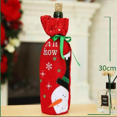 40 ks vianočných dekorácií, Claus, kryty na fľaše vína, snehuliak, šampanské, darčekové tašky, flitre, vianočné dekorácie na stôl, domácu večeru, párty