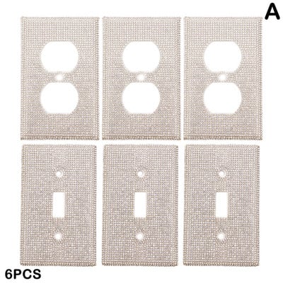 6 τμχ Κάλυμμα διακόπτη φωτός Bling Shiny S Καλύμματα εξόδου Bling Πιάτα τοίχου διακοσμητικά για στολίδια σπιτιού Z3z3