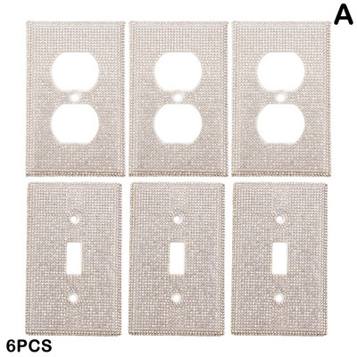 6 τεμ. Rhinestone Bling Light Switch Cover Shiny Rhinestones Καλύμματα εξόδου Bling Πιάτα τοίχου διακοσμητικά για στολίδια σπιτιού R4N8