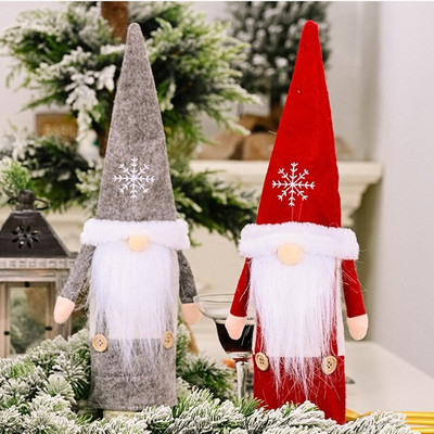 Huse pentru sticle de vin de Crăciun Cutie pentru sticle de șampanie Bătrâni Decorație pentru bucătărie Petrecere Geanta pentru sticle de vin Cadou de Crăciun Anul Nou