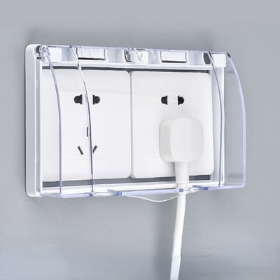 Double Socket Waterproof Box Bathroom Toilet Two Position Switch Protective Cover Safety Anti Mistouch Switch Plate Covers Paste