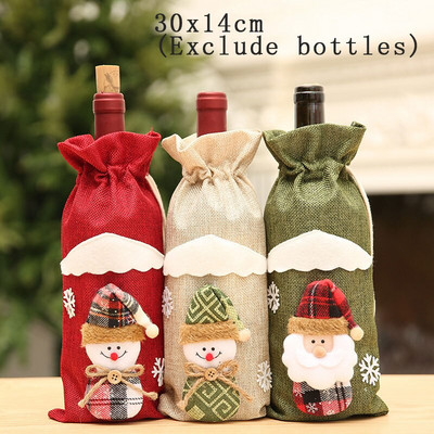 VIANOČNÉ DEKORÁCIE SADY TAŠIEK NA ÚLOŽNÉ FĽAŠE ČERVENÉHO VÍNA RUČNE VYROBENÉ PLETENÉ OBALY NA FĽAŠE DEKORÁCIE NA DOMÁCU HOSTINU SLÁVNOSTNÝ STÔL