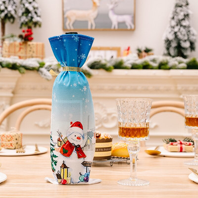 Set de sticle de vin de Crăciun Rochie din catifea aurie Capac pentru sticle de vin Manșon pentru geanta pentru sticle de vin de Crăciun de Anul Nou Decor pentru masă 3 buc/lot