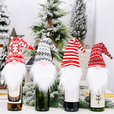 4 бр. Капак за бутилка вино без лица Коледна украса за дома Нова година 2022 Navidad Подарък Коледни орнаменти Navidad 2021