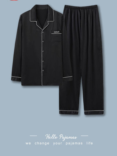 Muška dvodijelna satenska pidžama na kopčanje