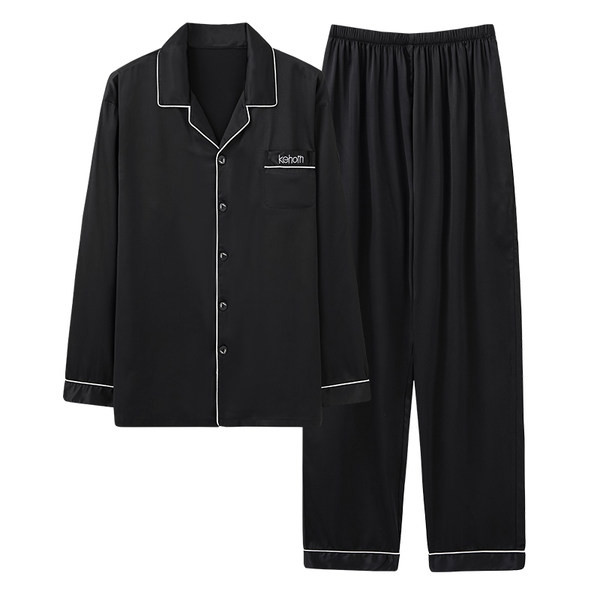 Muška dvodijelna satenska pidžama na kopčanje