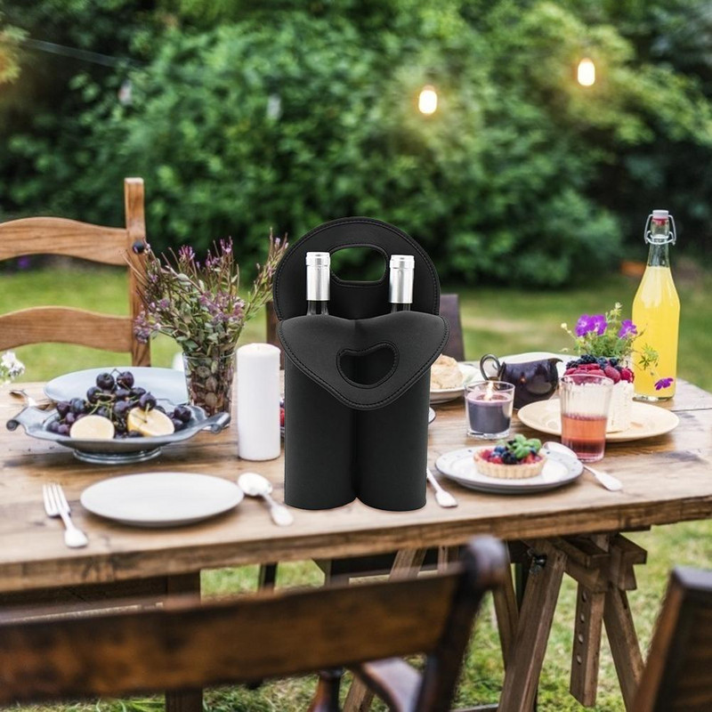 Prenosná neoprénová mraznička na fľaše vína s 2 fľašami, chladiaca taška na fľaše vína, ochranná izolovaná taška na pivo