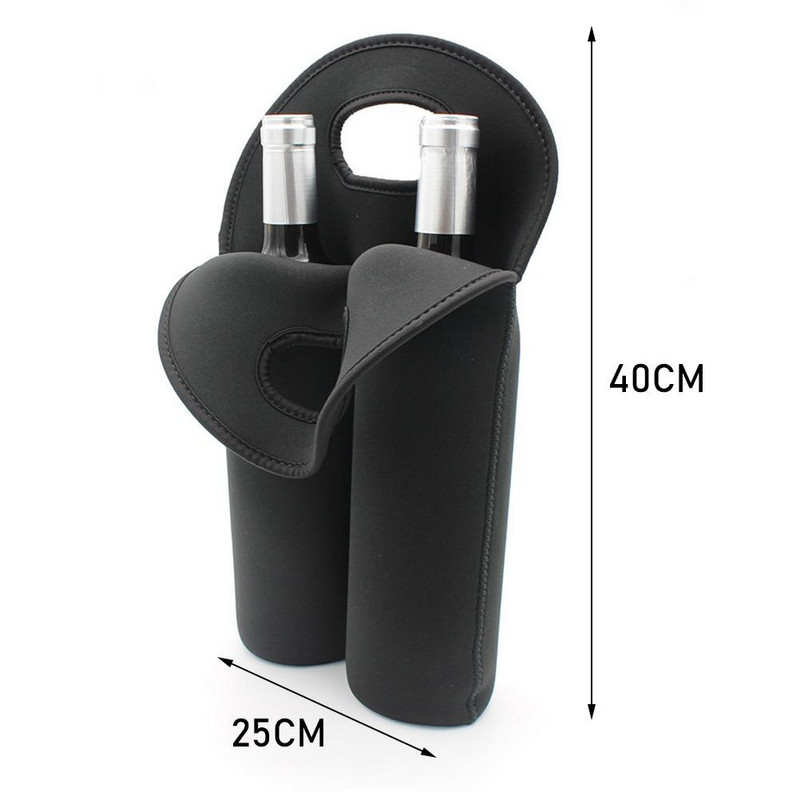 Prenosná neoprénová mraznička na fľaše vína s 2 fľašami, chladiaca taška na fľaše vína, ochranná izolovaná taška na pivo