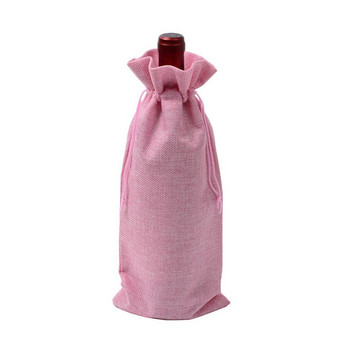 Чанти за подаръци от чул, 10 опаковки от ленени торби за бутилки за вино с шнур за многократна употреба, капаци за бутилки за вино с 10 м връв и 10 бр.