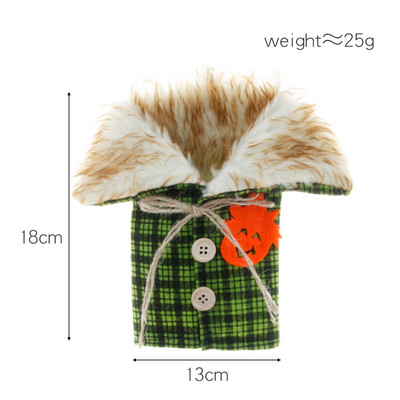 Halloweensky obal na fľašu vína, vianočný žltozelený kockovaný obal na fľašu vína s červeným vínom, duch, festival, dekorácia reštaurácie, obal na víno