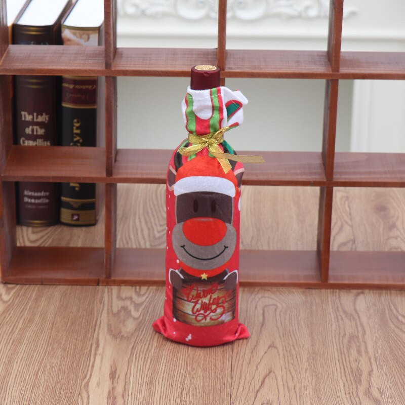 Vianočné obaly na fľaše vína Taška Santa Claus sob snehuliak dekorácia vína Taška riad vianočné dekorácie do domácnosti