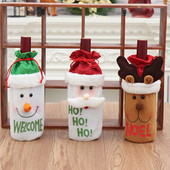 Vianočné obaly na fľaše vína Taška Santa Claus sob snehuliak dekorácia vína Taška riad vianočné dekorácie do domácnosti