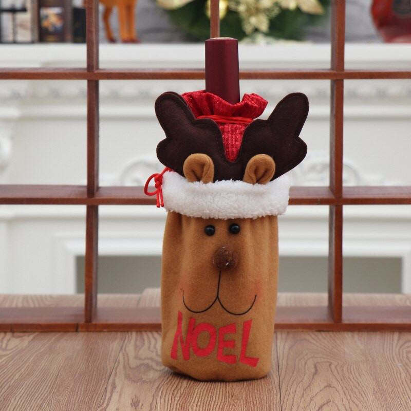 Vianočné obaly na fľaše vína Taška Santa Claus sob snehuliak dekorácia vína Taška riad vianočné dekorácie do domácnosti