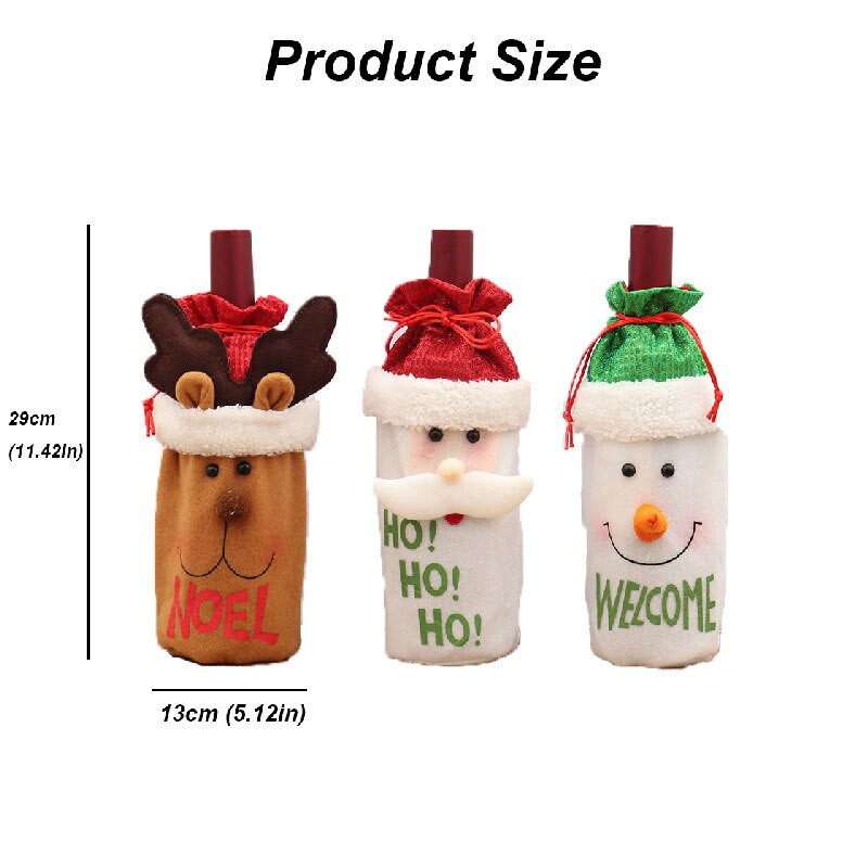 Vianočné obaly na fľaše vína Taška Santa Claus sob snehuliak dekorácia vína Taška riad vianočné dekorácie do domácnosti