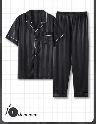 Set de pijamale casual din satin din doua piese pentru barbati