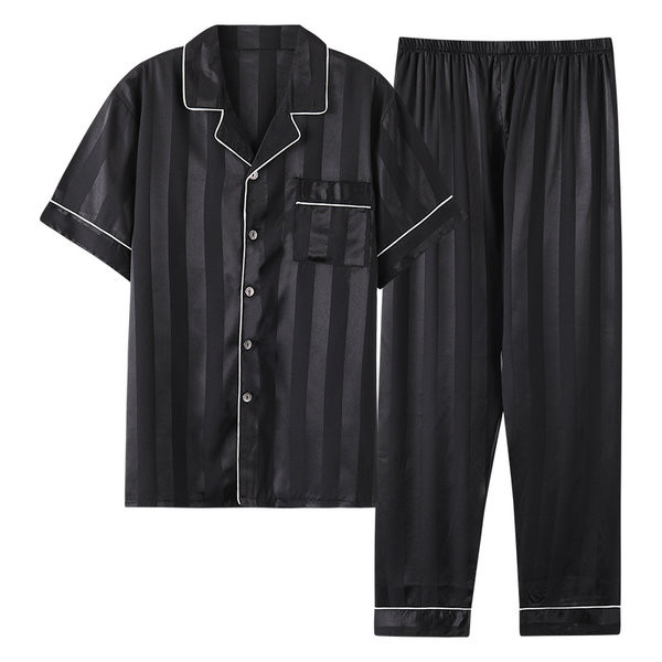 Set de pijamale casual din satin din doua piese pentru barbati
