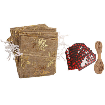 Vianočné kryty na fľaše vína, súpravy tašiek na fľaše vína s visiacimi visačkami, sada darčekových tašiek na šampanské a víno, pozlátená taška na víno z juty.