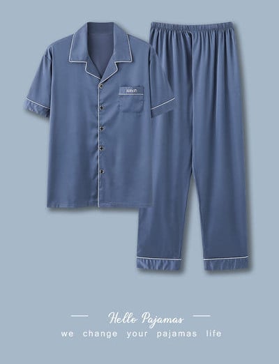 Vyriškas dviejų dalių satino pižamų komplektas