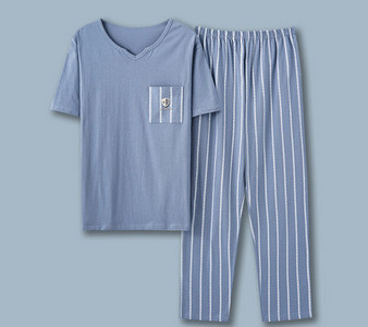 Pijamale bărbați în dungi cu buzunar