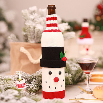 Изрязани кристални чаши за вино Коледна капачка за бутилка вино Дизайн на пуловер Дядо Коледа Снежен човек Коледна украса за домашно парти Бокали за вино