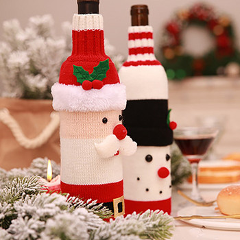 Изрязани кристални чаши за вино Коледна капачка за бутилка вино Дизайн на пуловер Дядо Коледа Снежен човек Коледна украса за домашно парти Бокали за вино