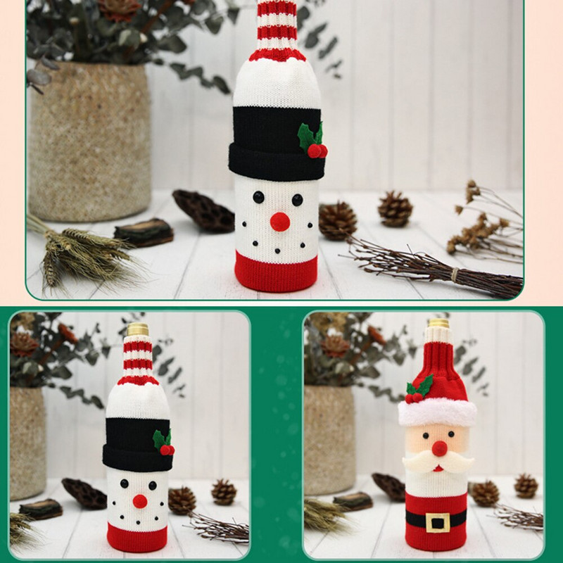 1 buc 2022 Anul Nou Decorat de Crăciun Fericit Cadouri Manșon pentru sticle de vin Set de sticlă de Moș Crăciun Pulover Ornamente pentru om de zăpadă de Crăciun