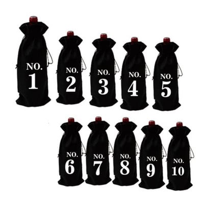 Džiuto vyno butelių maišeliai su užtrauktukais Daugkartinio naudojimo vyno dovanų maišeliai su etiketėmis vakarėliui numeruoti degustacijai