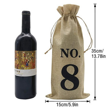 Комплект от 10 бр. Чанти за съхранение на бутилка вино Многоцветни прахоустойчиви торби за опаковане на напитки Комплект номер с отпечатан шаблон