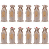 12 ks jutových vreciek na víno, opakovane použiteľných obedových vreciek na fľaše vína, darčekových tašiek, textilných skladacích baliacich tašiek so šnúrkou na sťahovanie, dekorácií na párty stôl