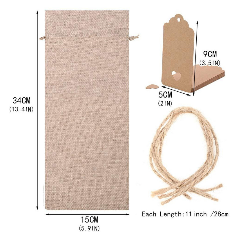 12 ks jutových vreciek na víno, opakovane použiteľných obedových vreciek na fľaše vína, darčekových tašiek, textilných skladacích baliacich tašiek so šnúrkou na sťahovanie, dekorácií na párty stôl