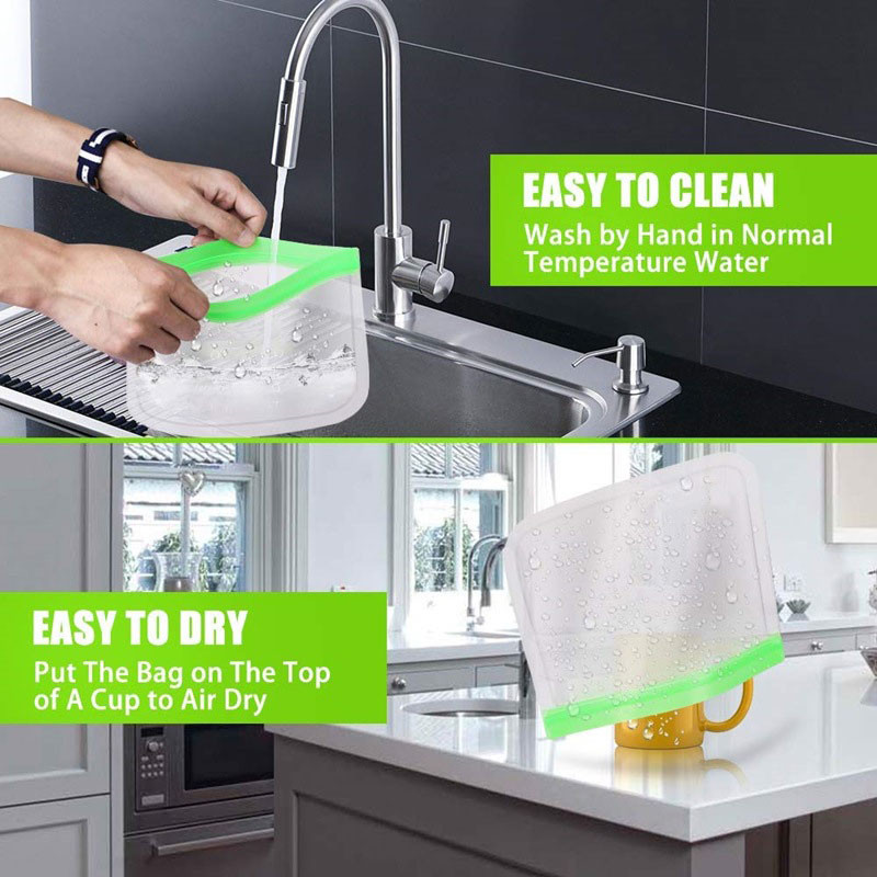 14 bucăți/set de pungi din silicon pentru alimente, pungi reutilizabile pentru păstrarea în stare proaspătă pentru fructe și legume.