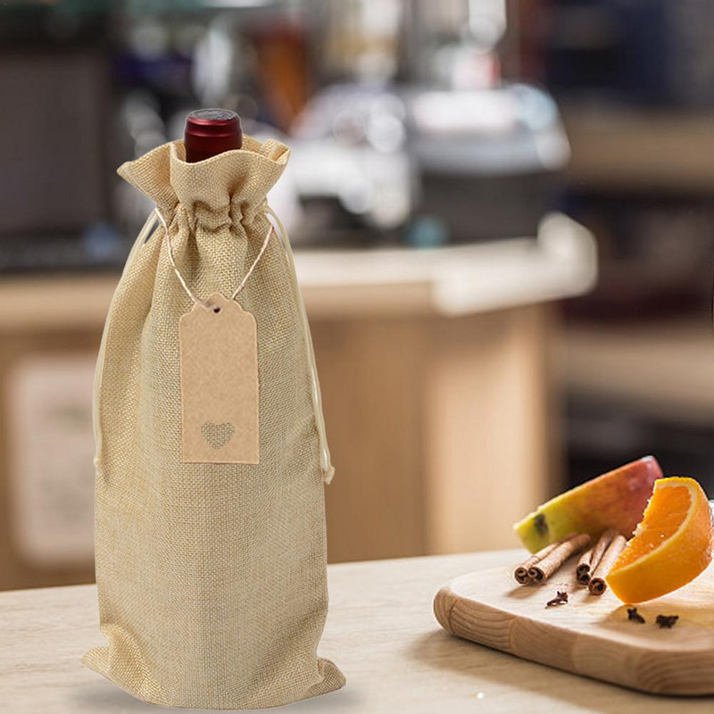 Huse pentru sticle de vin Saci de vin Cadou Saci de sampanie Saci de ambalare din pânză de pânză Decor pentru petrecerea de nuntă Saci de depozitare a vinului