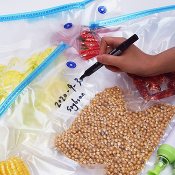 Σακούλες κενού για τρόφιμα επαναχρησιμοποιούμενες συσκευασίες για κατάψυξη Σετ σακούλες σφραγίδας αποθήκευσης Σετ φερμουάρ Τσάντα κατάψυξης με τσάντα αντλίας χειρός για Sous Vide