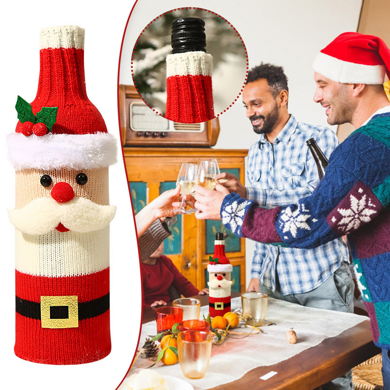 Kožená krabička na víno, kreatívne pletenie, starý muž, snehuliak, sada na víno, atmosféra priateľa, bezstopkový pohár na víno