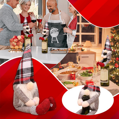 Kryty na fľaše vína na deň vďakyvzdania, kryt na fľašu červeného vína, sada na víno bez tváre, sviatočné oblečenie pre bábiky, farebná sada pohárov na víno