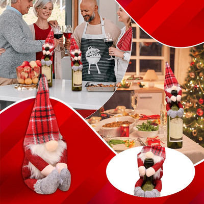 Kryty na fľaše vína na deň vďakyvzdania, kryt na fľašu červeného vína, sada na víno bez tváre, sviatočné oblečenie pre bábiky, farebná sada pohárov na víno