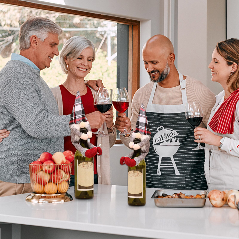 Kryty na fľaše vína na deň vďakyvzdania, kryt na fľašu červeného vína, sada na víno bez tváre, sviatočné oblečenie pre bábiky, farebná sada pohárov na víno
