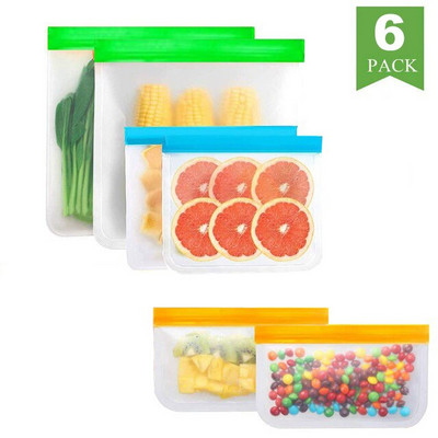 BEEMAN Sac de depozitare a alimentelor din silicon Sac reutilizabil pentru păstrarea în stare proaspătă pentru fructe și legume Sac pentru congelator sigilat pentru alimente, cu fermoar