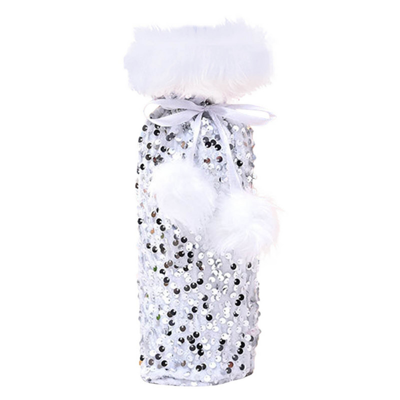 Tašky na fľaše vína na darčeky s flitrovaným rukávom, vianočné ozdoby na rukávy na víno, trámová fľaša, bytové dekorácie, poháre na šampanské