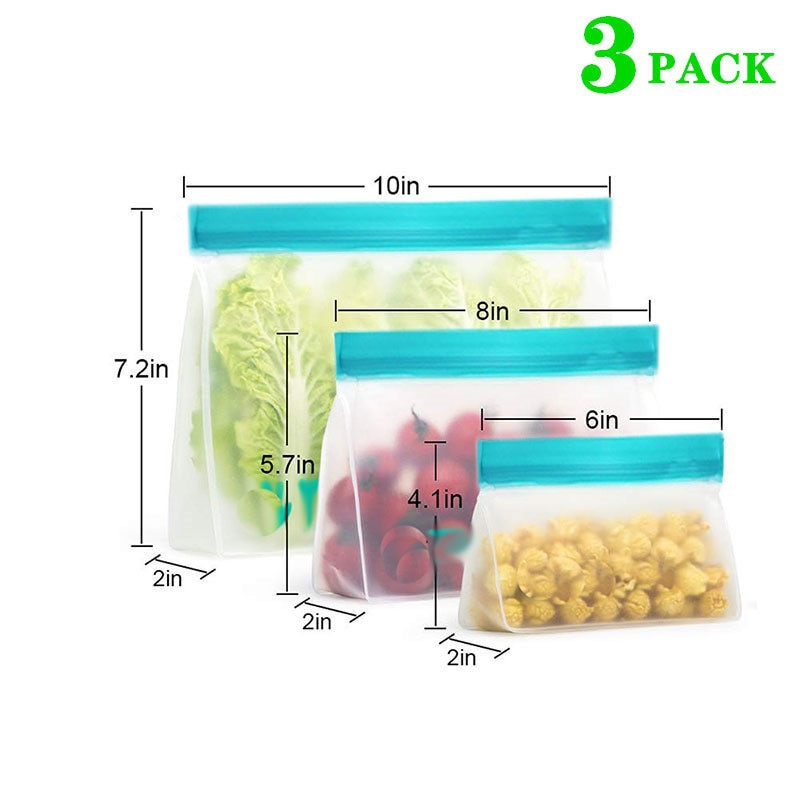 4-10kom/komplet Samostojeća vrećica za pohranu hrane za višekratnu upotrebu Sendvič za zamrzivač Ziplock Silikonska PEVA vrećica Kuhinjski organizator Vreće za pohranu svježeg materijala