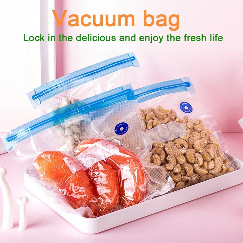 18/17 db-os zacskókészletek Újrafelhasználható élelmiszer-tároló vákuumzáras zacskók kézi pumpás táska tömítőkapcsokkal Élelmiszer-csomagolás Élelmiszer tároláshoz Fagyasztás