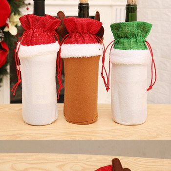 Нови чанти за бутилки с капак за вино Коледна вечеря Декорации за маса за дома Дядо Коледа Снежен човек Подарък Новогодишни парти консумативи