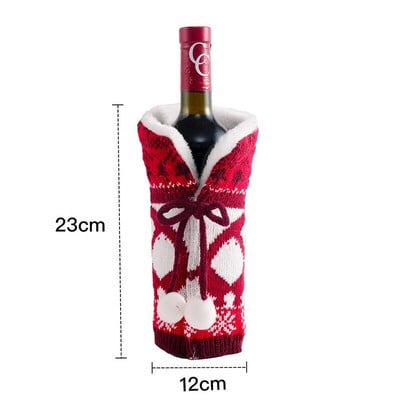 Set de vin de Crăciun 1 buc Set de vin tricotat Hotel Restaurant Decorat Home Decor Ornament Set de Vin Articole de decorare