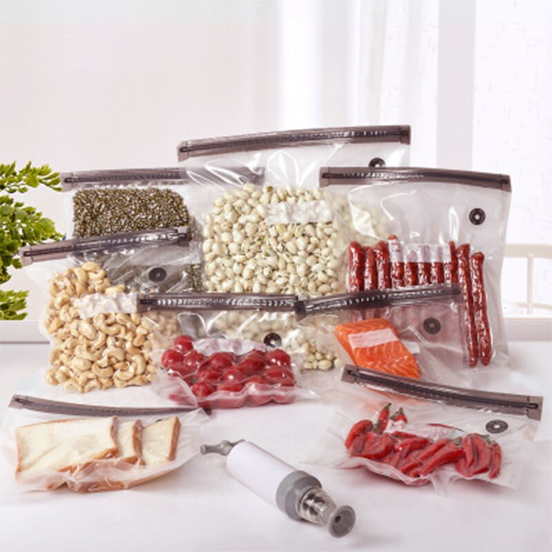 13 vnt / rinkinys Vakuuminis sandarinimo maišelis Daugkartinis maisto laikymo maišelis Buitinis vakuuminis maisto sandarinimo maišelis su užtrauktuku su rankinio siurblio sandarinimo spaustukais