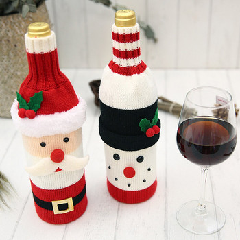 Πρωτοχρονιάτικο Χριστουγεννιάτικο μπουκάλι κρασιού μανίκι Άγιος Βασίλης Σετ μπουκάλι πουλόβερ Snowman Party Στολίδι Δώρα για τραπέζι 2022 1 ΤΕΜ