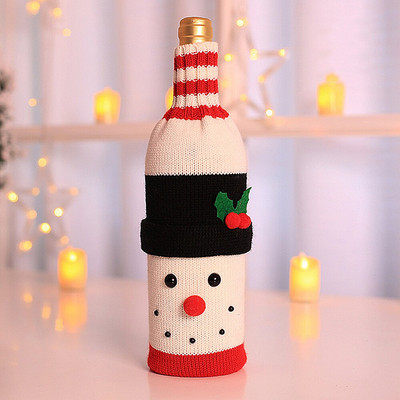Vianočné novoročné návleky na fľaše vína, sada fliaš Santa Claus, sveter, snehuliak, párty ozdoba, dekorácia stola, darčeky 2022 1 ks