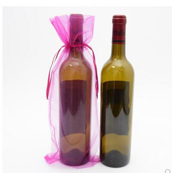 Μονή τσάντα κρασιού τυφλή τσάντα δώρου σαμπάνια κόκκινο κρασί σετ μπουκαλιών οργάντζας Μπουκάλι κρασιού τσάντα από νήματα