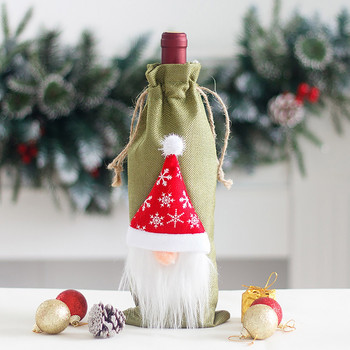 2022 Нова година Най-новата кукла Без лице Капак за бутилка вино Noel Коледни украси за дома Navidad Подарък Декорация на маса за вечеря